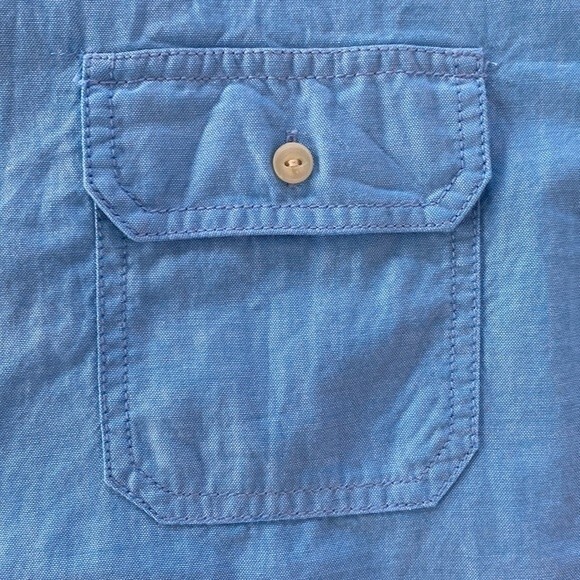 Daniel Cremieux Classics Blue Button Up Shirt Short Sleeve Cotton Chest Pocket - Picture 13 of 16